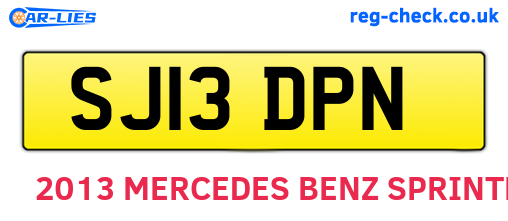 SJ13DPN are the vehicle registration plates.