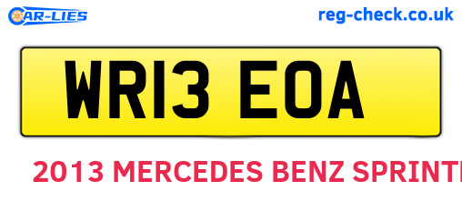 WR13EOA are the vehicle registration plates.