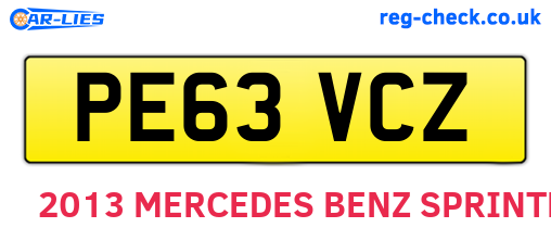 PE63VCZ are the vehicle registration plates.