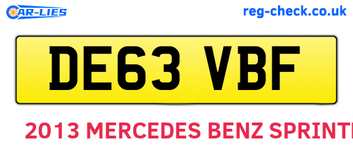 DE63VBF are the vehicle registration plates.