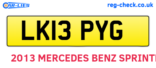LK13PYG are the vehicle registration plates.