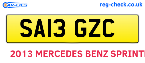 SA13GZC are the vehicle registration plates.
