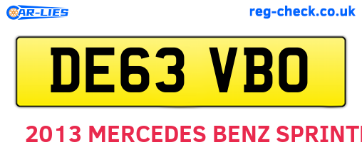 DE63VBO are the vehicle registration plates.