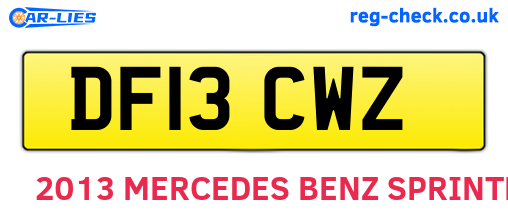 DF13CWZ are the vehicle registration plates.