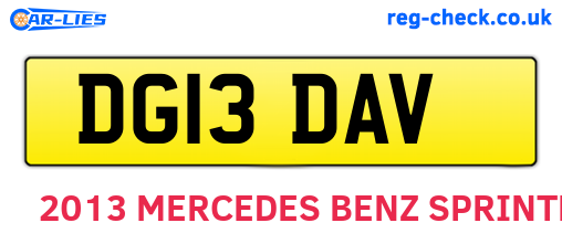 DG13DAV are the vehicle registration plates.