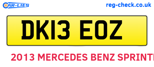DK13EOZ are the vehicle registration plates.