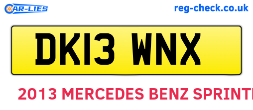DK13WNX are the vehicle registration plates.