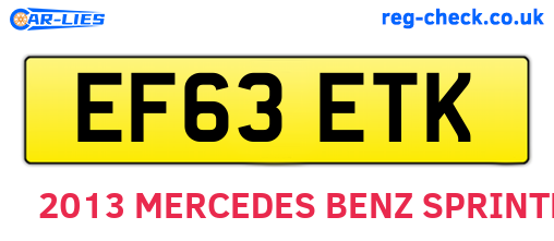 EF63ETK are the vehicle registration plates.