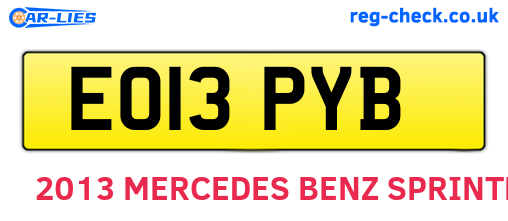EO13PYB are the vehicle registration plates.