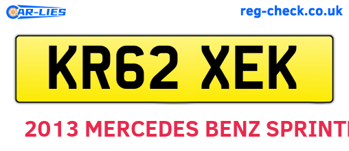 KR62XEK are the vehicle registration plates.