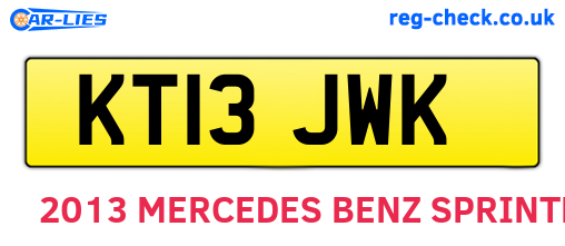 KT13JWK are the vehicle registration plates.