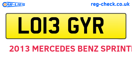 LO13GYR are the vehicle registration plates.