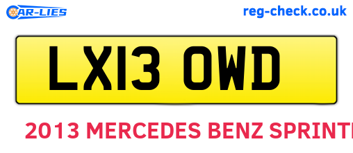 LX13OWD are the vehicle registration plates.
