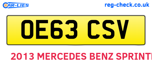 OE63CSV are the vehicle registration plates.