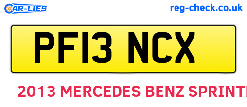 PF13NCX are the vehicle registration plates.