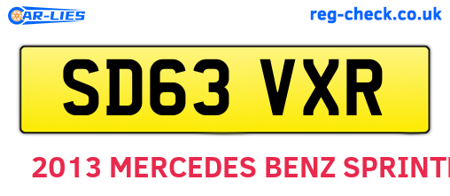 SD63VXR are the vehicle registration plates.