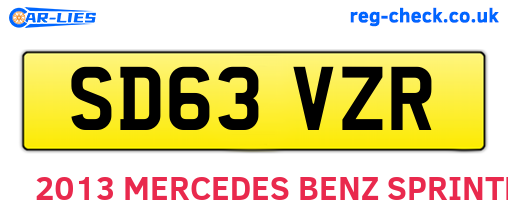 SD63VZR are the vehicle registration plates.