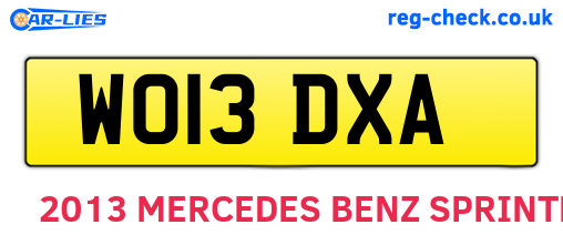 WO13DXA are the vehicle registration plates.