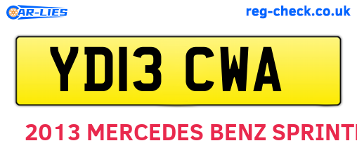 YD13CWA are the vehicle registration plates.