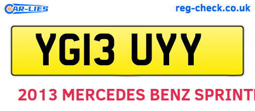 YG13UYY are the vehicle registration plates.