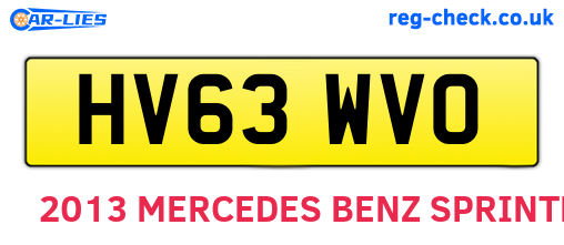 HV63WVO are the vehicle registration plates.