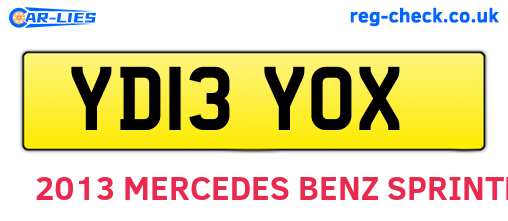 YD13YOX are the vehicle registration plates.