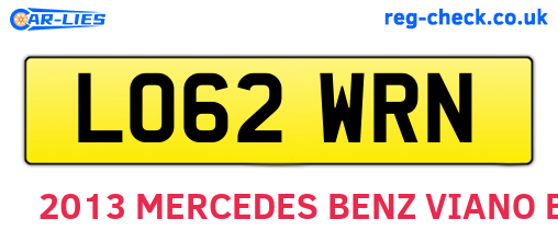 LO62WRN are the vehicle registration plates.