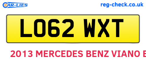 LO62WXT are the vehicle registration plates.