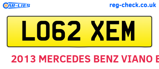 LO62XEM are the vehicle registration plates.