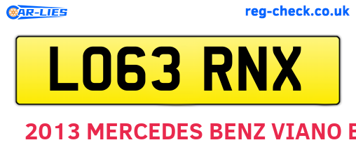 LO63RNX are the vehicle registration plates.
