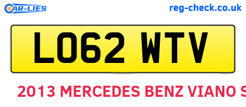 LO62WTV are the vehicle registration plates.