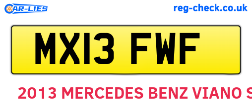 MX13FWF are the vehicle registration plates.