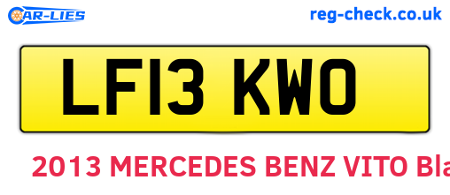 LF13KWO are the vehicle registration plates.