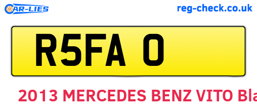 R5FAO are the vehicle registration plates.