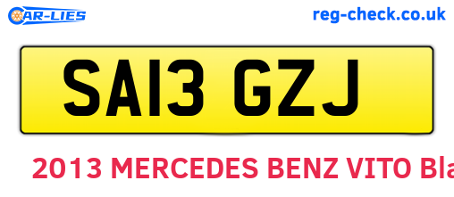 SA13GZJ are the vehicle registration plates.