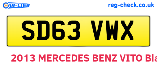 SD63VWX are the vehicle registration plates.