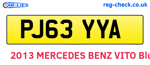 PJ63YYA are the vehicle registration plates.