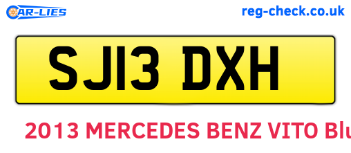SJ13DXH are the vehicle registration plates.