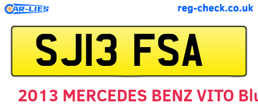 SJ13FSA are the vehicle registration plates.