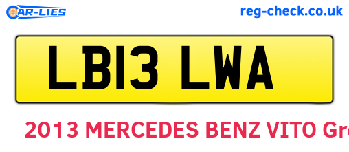 LB13LWA are the vehicle registration plates.