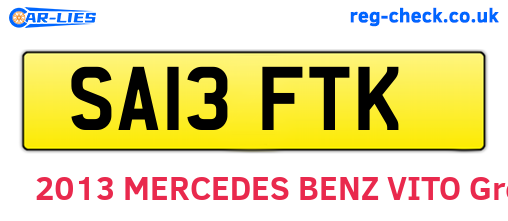 SA13FTK are the vehicle registration plates.