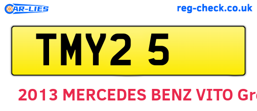TMY25 are the vehicle registration plates.