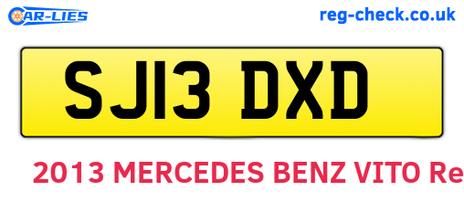 SJ13DXD are the vehicle registration plates.