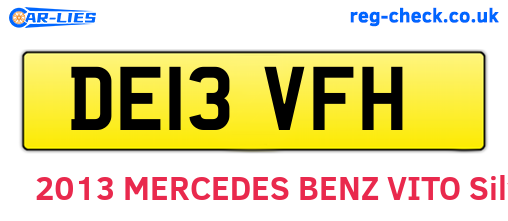 DE13VFH are the vehicle registration plates.