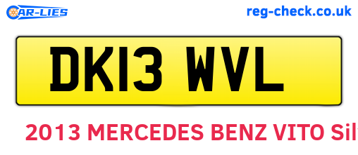 DK13WVL are the vehicle registration plates.