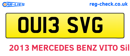 OU13SVG are the vehicle registration plates.