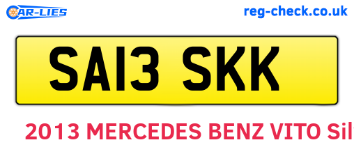 SA13SKK are the vehicle registration plates.