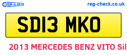 SD13MKO are the vehicle registration plates.