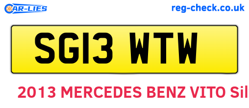SG13WTW are the vehicle registration plates.