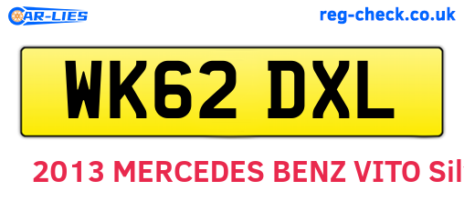 WK62DXL are the vehicle registration plates.